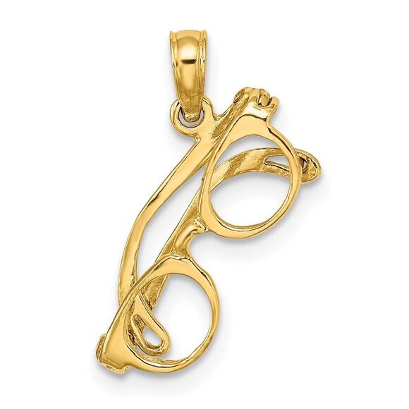14k Yellow Gold 3-D Moveable Glasses Charm